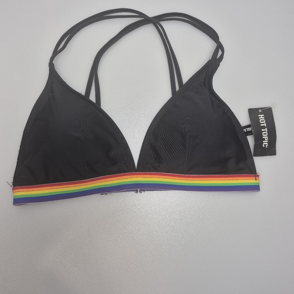 Hot Topic Top Swim. Black Rainbow. Size XL. New.